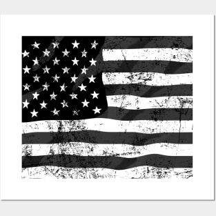 Black and white American flag Posters and Art